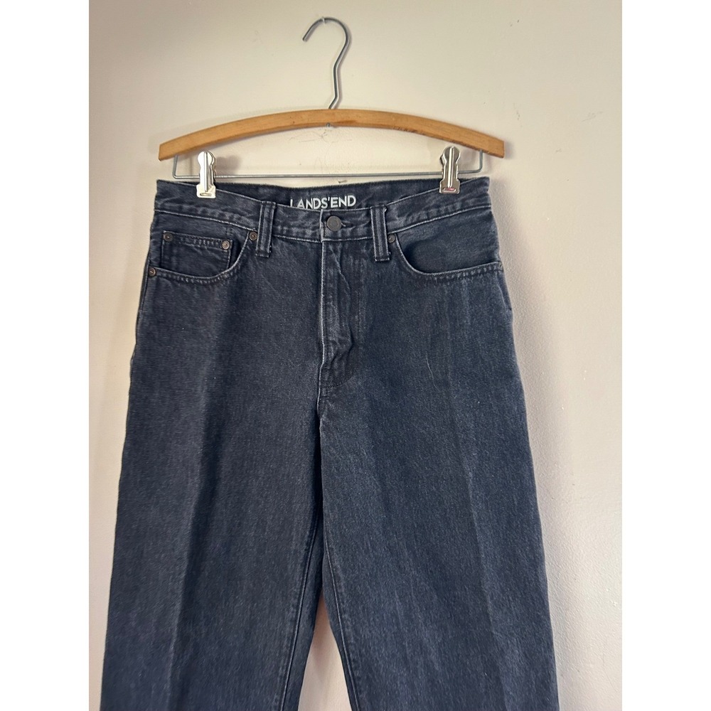 Lands End Traditional Fit Dark‎ Wash Denim Jeans Women's Size 30 Utility Grunge - Picture 2 of 7